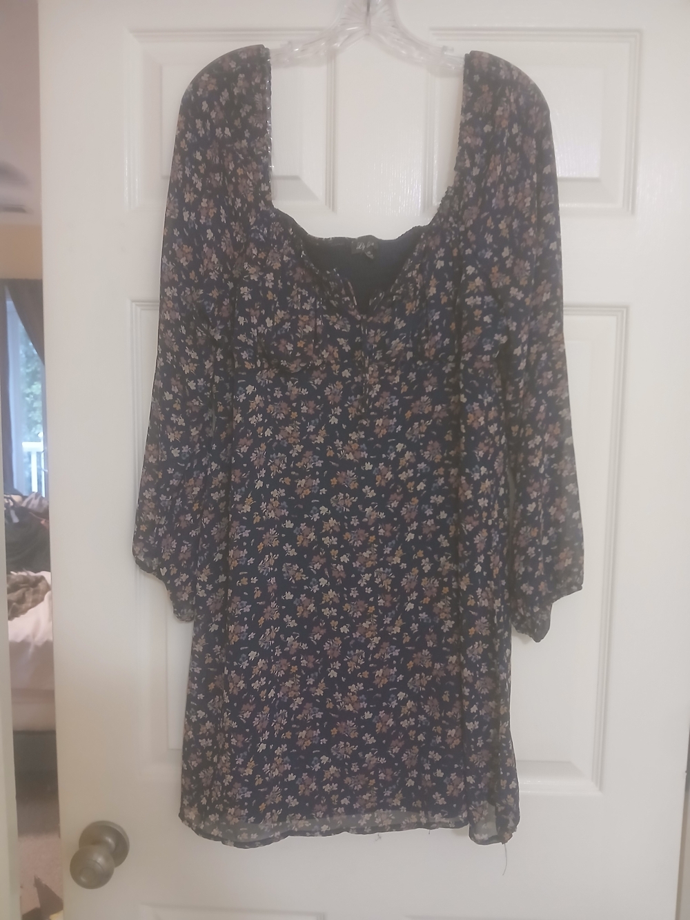 Lily Rose Navy Floral Square-Neck Dress